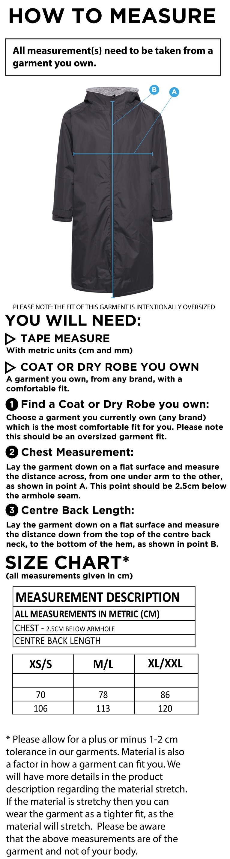Thermal Robe - Black - Size Guide