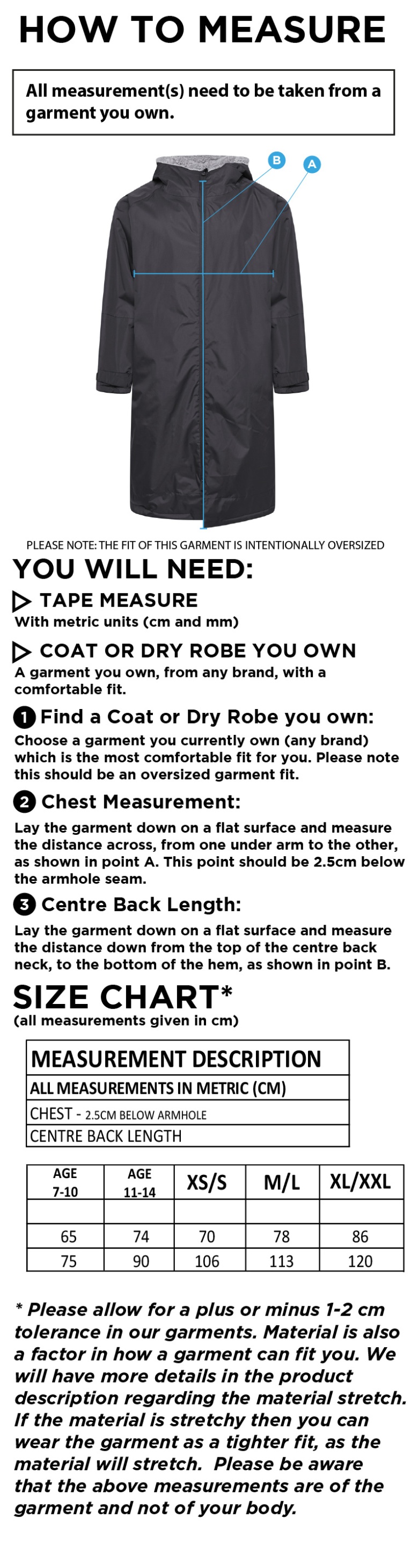 Thermal Robe - Black - Size Guide