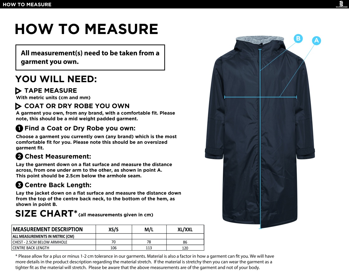 Thermal Robe - Black - Size Guide
