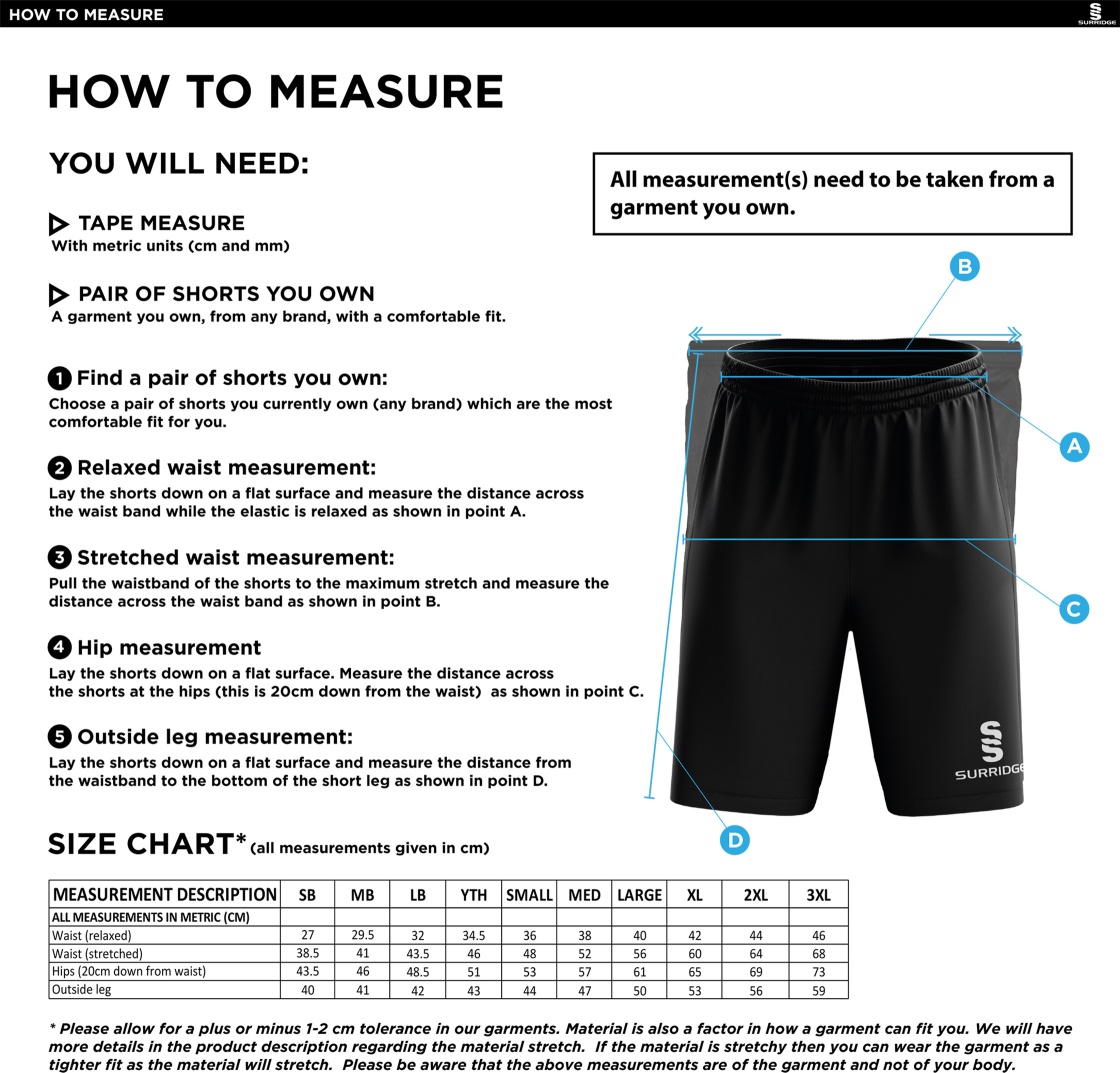 Westbourne House Staff - Ripstop Shorts - Size Guide
