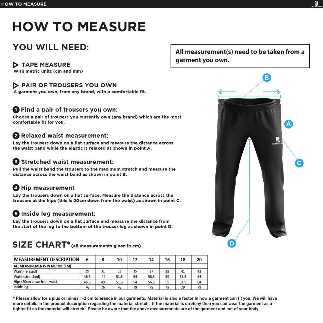 WESTBOURNE HOUSE STAFF SLIMMER LEG TRACK PANTS - BLACK - women's - Size Guide