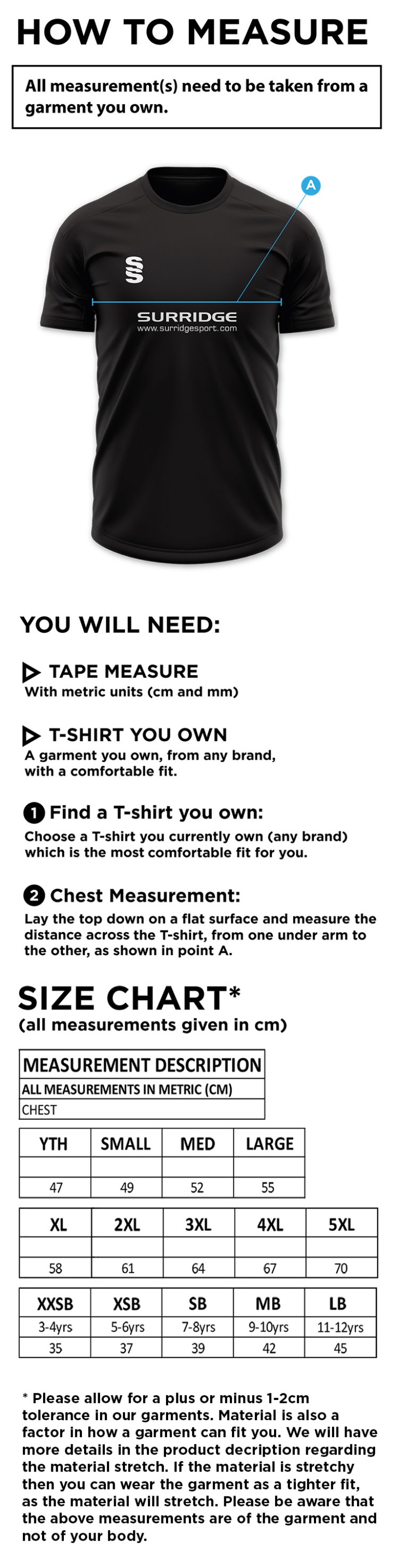 Westbourne House Staff - Dual Polo Shirt - Size Guide