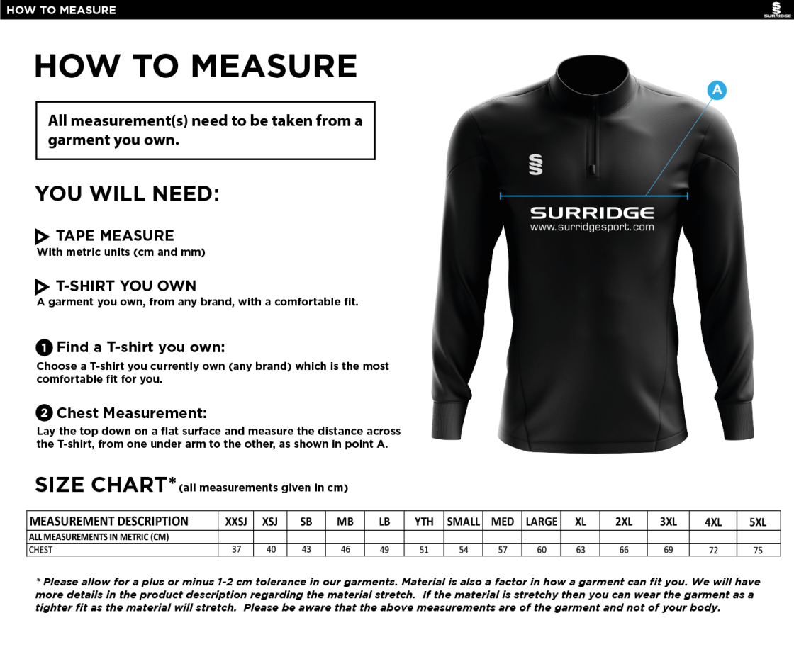 Westbourne House School - TEMPO PERFORMANCE TOP - Size Guide