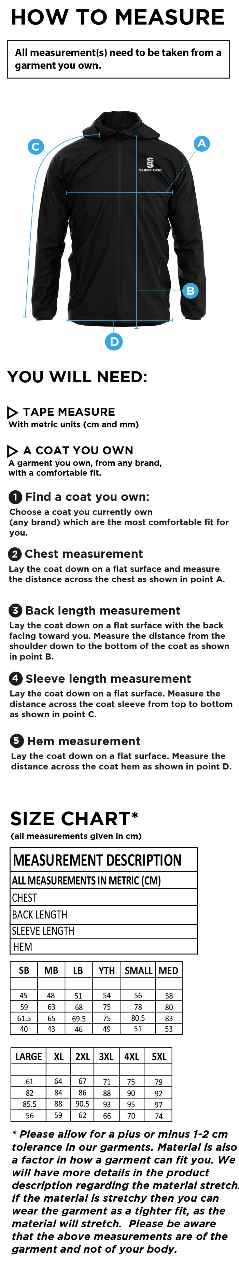 Westbourne House School - Dual Full Zip Training Jacket : Black - Size Guide
