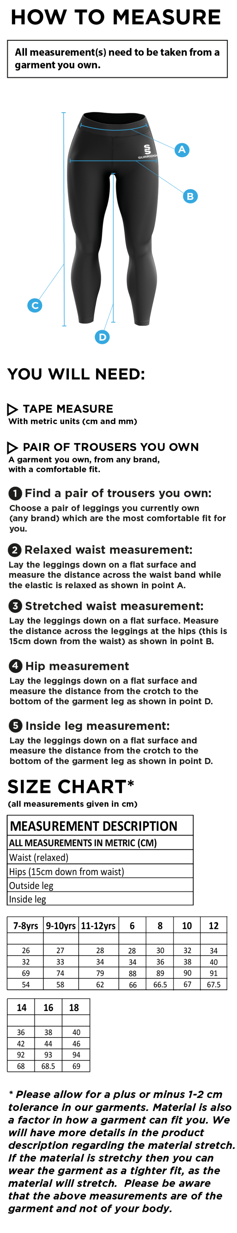 WESTBOURNE HOUSE STAFF NYLON LEGGINGS - BLACK - Size Guide