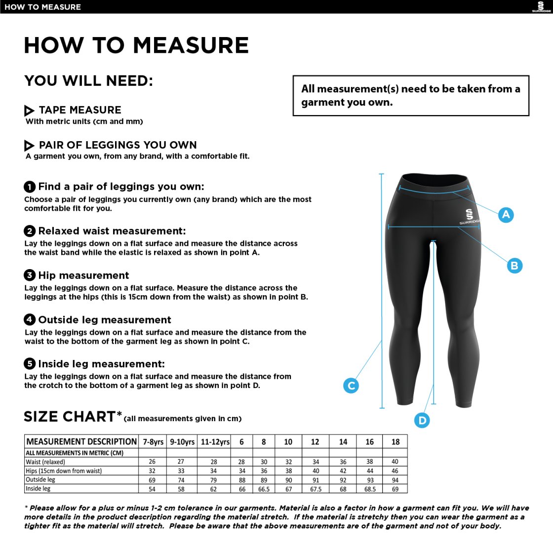 WESTBOURNE HOUSE STAFF NYLON LEGGINGS - BLACK - Size Guide
