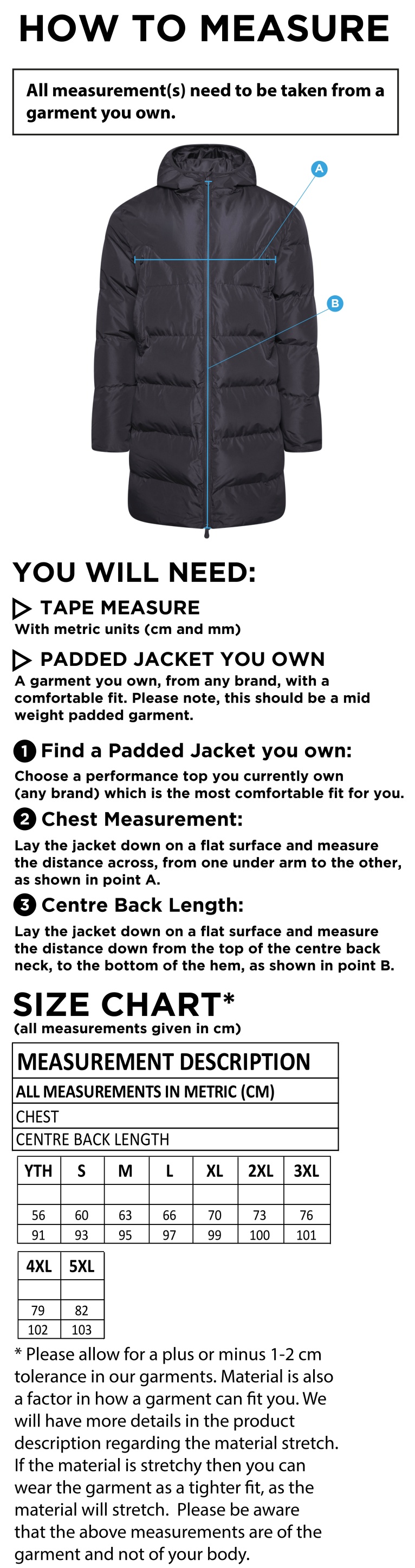 Westbourne House Staff - Wenger Full Length Sub Coat - Size Guide